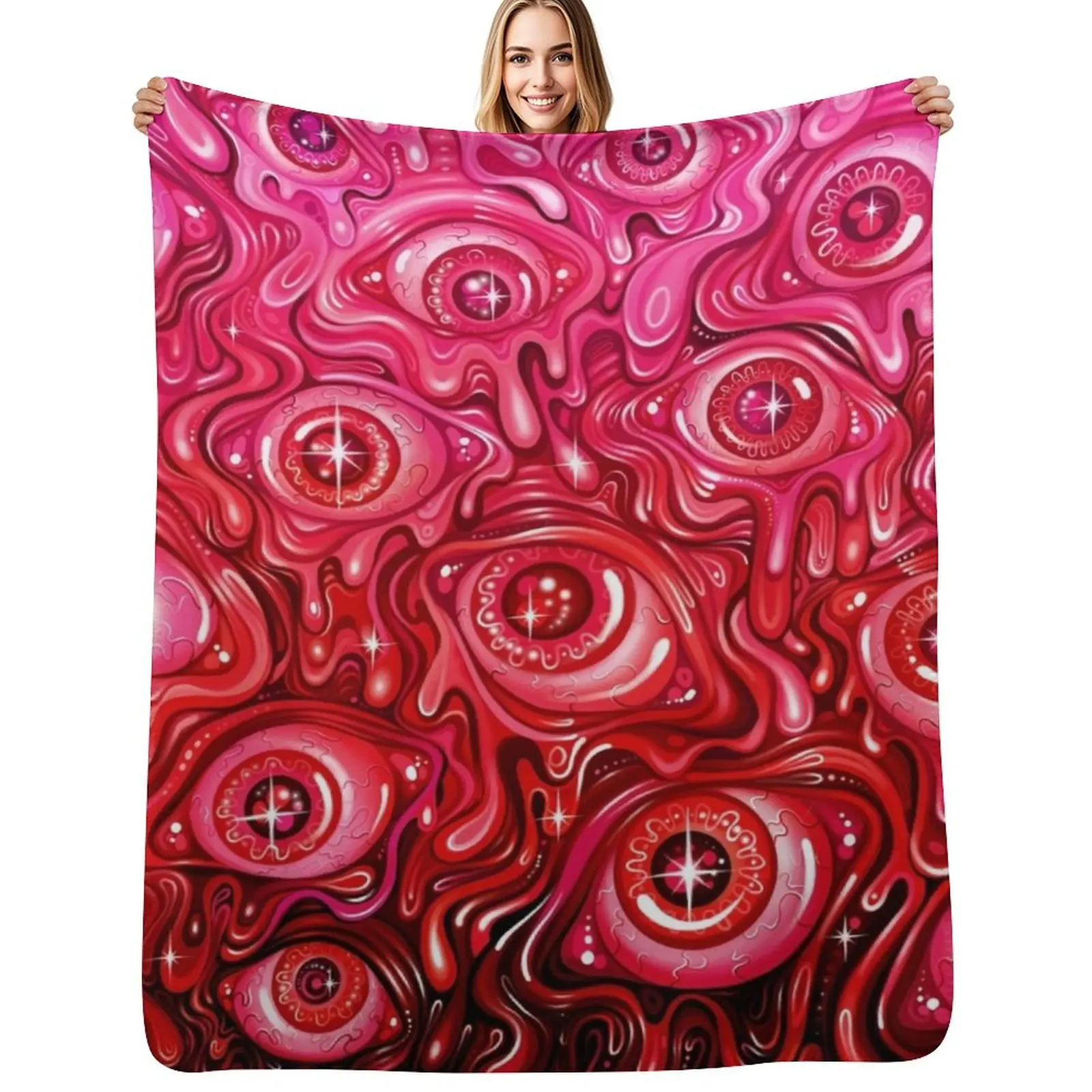 

Red Eyeball Pattern Throw Blanket Soft Sherpa Fleece Warm Blanket for Winter