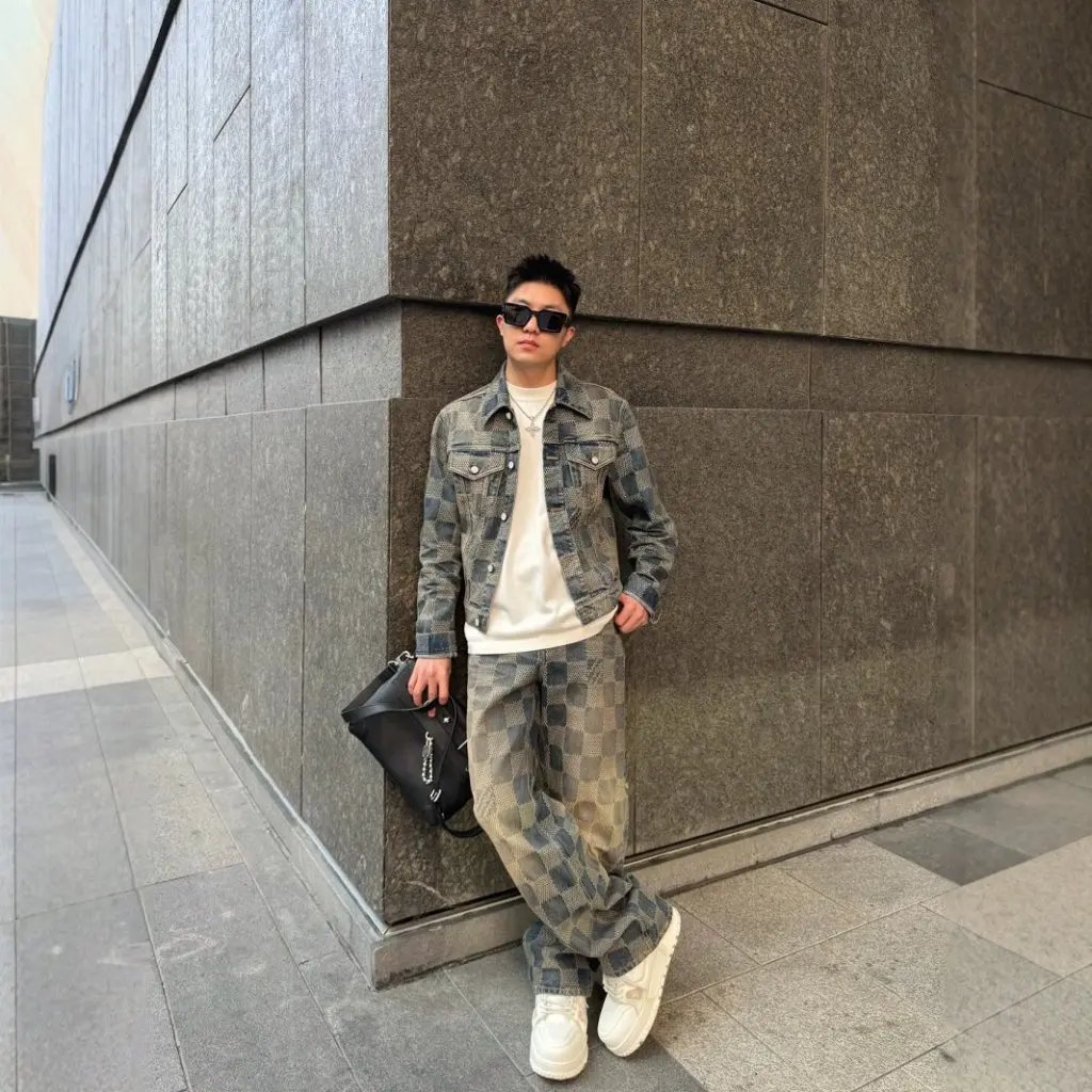 Donkey Home Plaid Denim Jacket Korean Style Correct Version Men's And Women's Chessboard Design Niche Style Outerwear