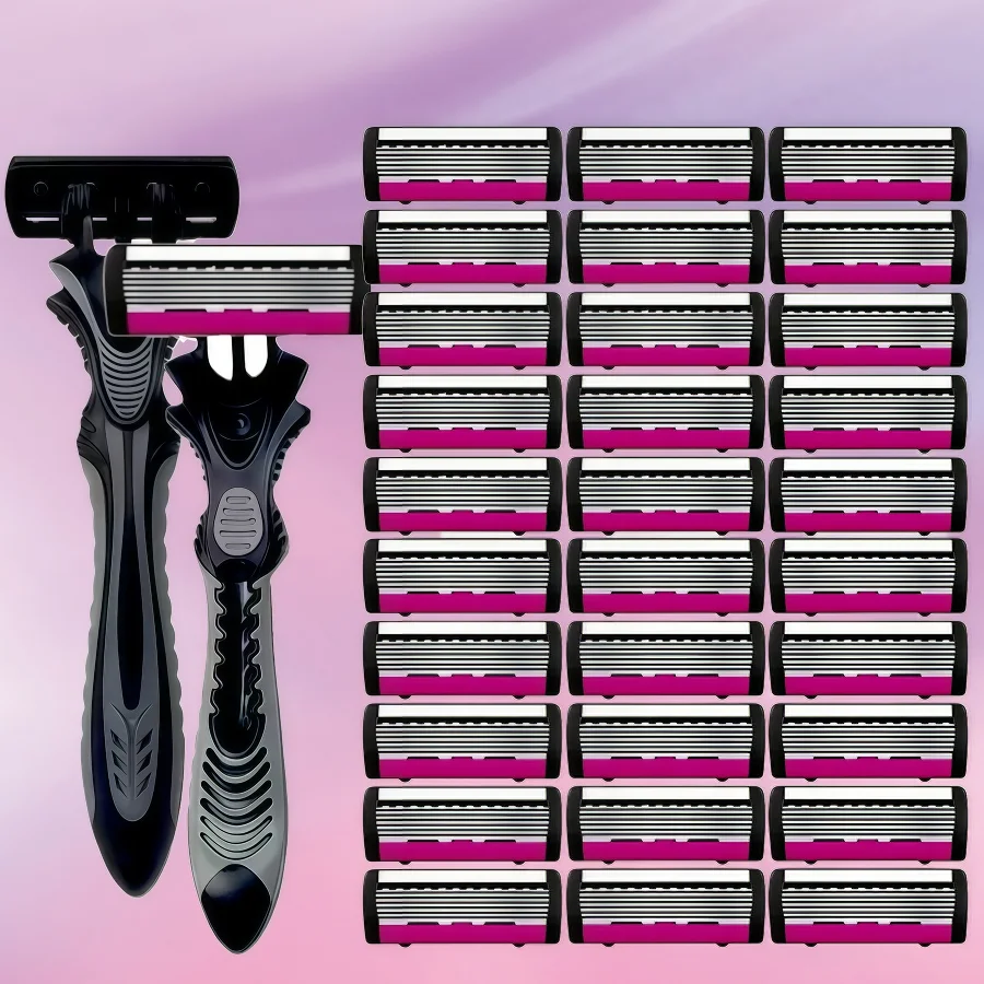 6-Layer Razor Blade, Men's Stainless Steel Blade, Classic Water Washed Razor, Sharp Blade for Clean Shaving