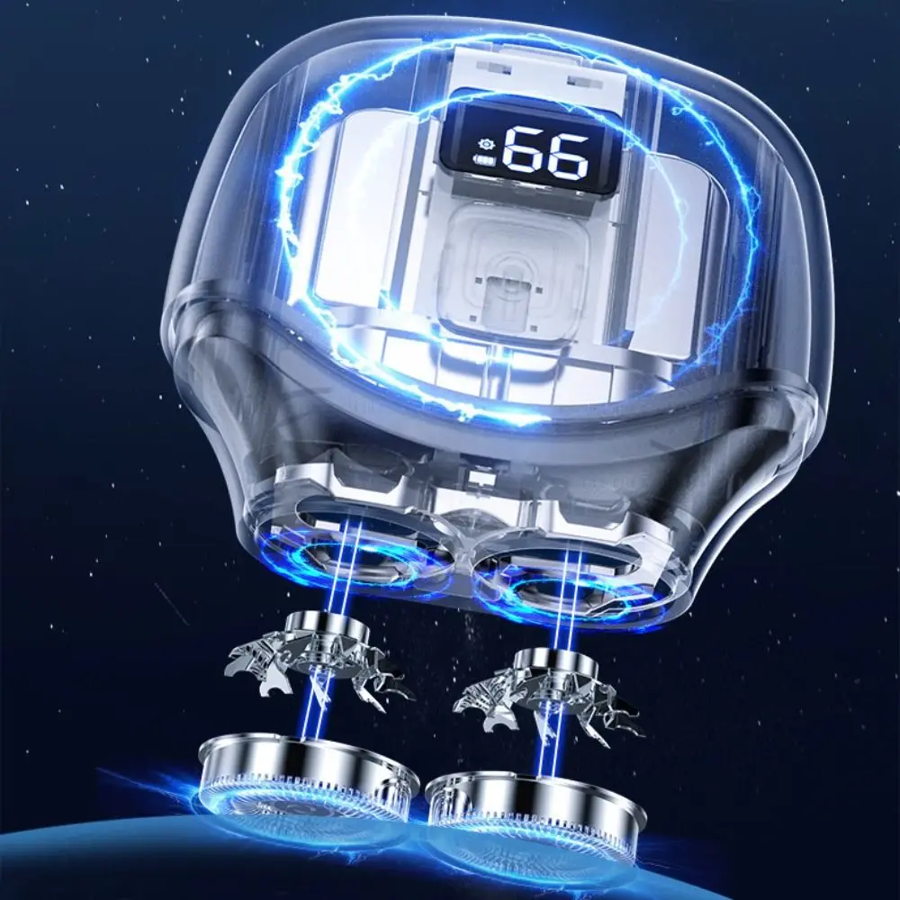 

Легкая водонепроницаемая электробритва с двумя головками и цифровым дисплеем, триммер для волос для бороды, зарядка через USB, мини-умная бритва для путешествий