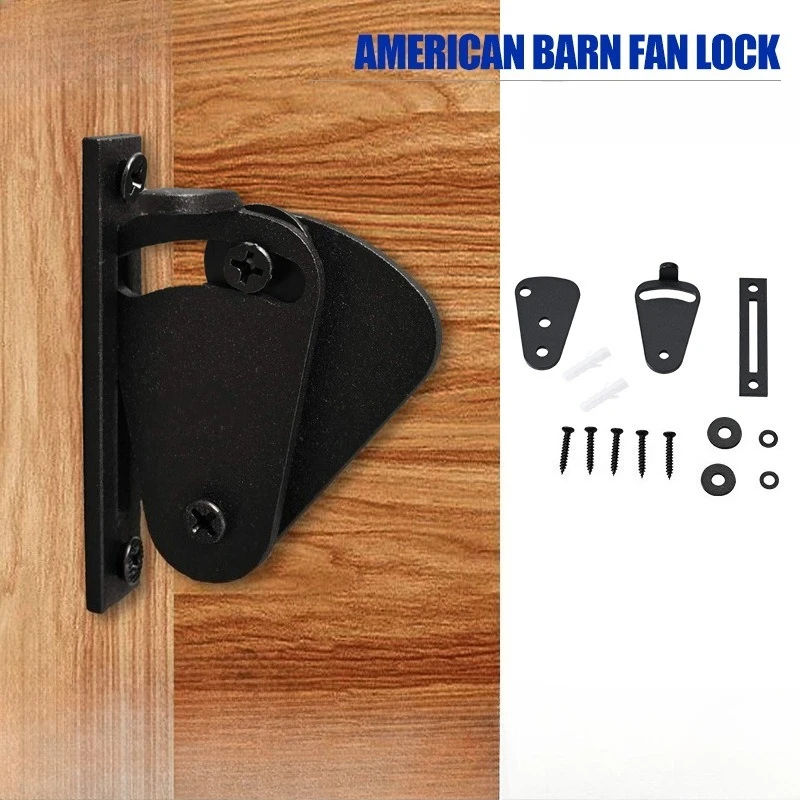 

1 piece American barn door fan lock set, carbon steel multi-purpose courtyard cabinet room barn door lock