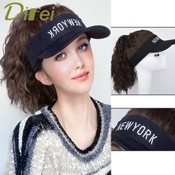 DIFEI cappello sintetico parrucca ombra berretto da sole estensione dei capelli ricci moda donna abbigliamento quotidiano nero marrone acqua ondulazione estensione dei capelli s