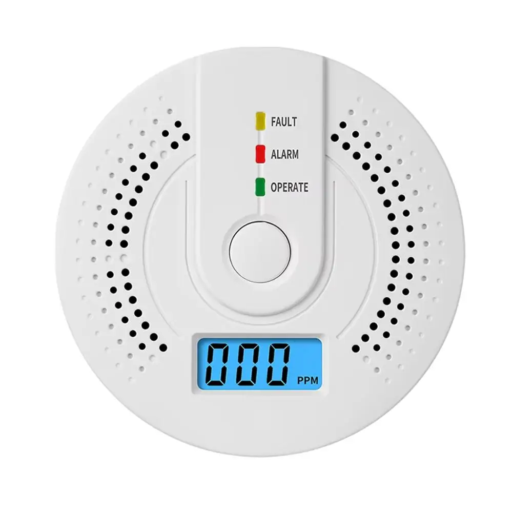 Sensor de co2 doméstico sensível, sem fio, monóxido de carbono, fumaça, gás, aviso, indicador lcd, alarme, envenenamento n0z1