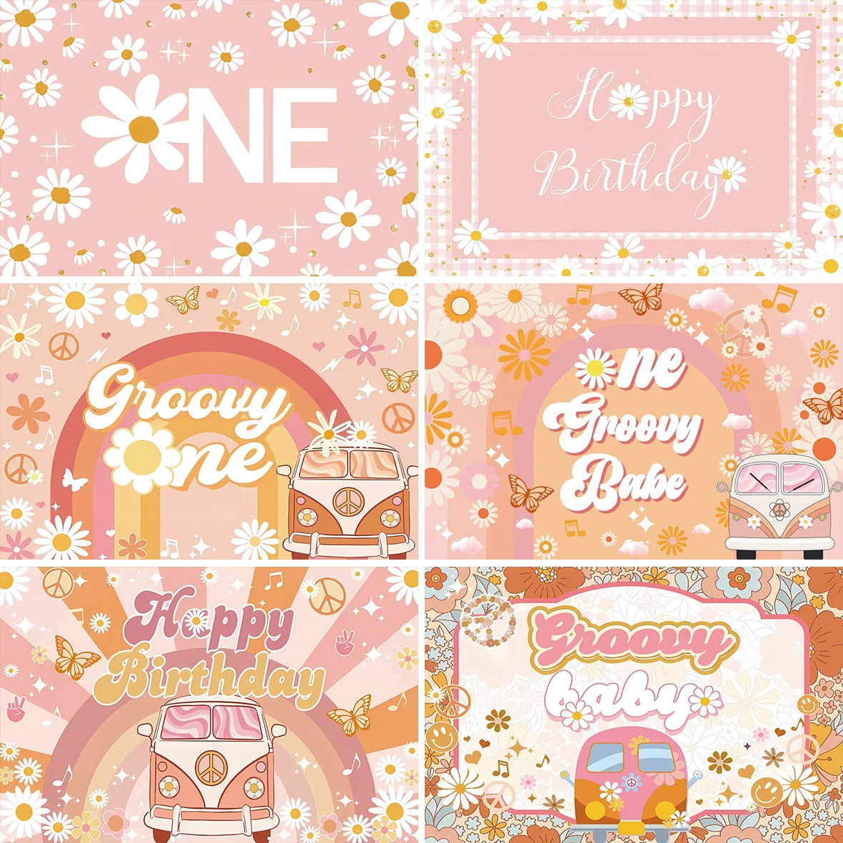 خلفية عيد الميلاد الأول للفتيات الصغيرات بوهو قوس قزح ملونة ديزي السلام الحب كعكة سحق طفل ديكور حفلات التصوير خلفية راية