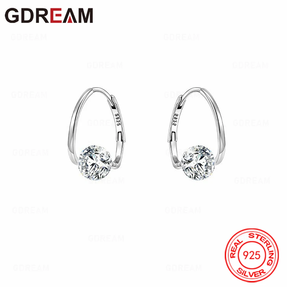 

GDREAM 925 Sterling Silver Clip-On Earrings With Sparkling Round Zirconia - A Luxurious Christmas Gift For Women