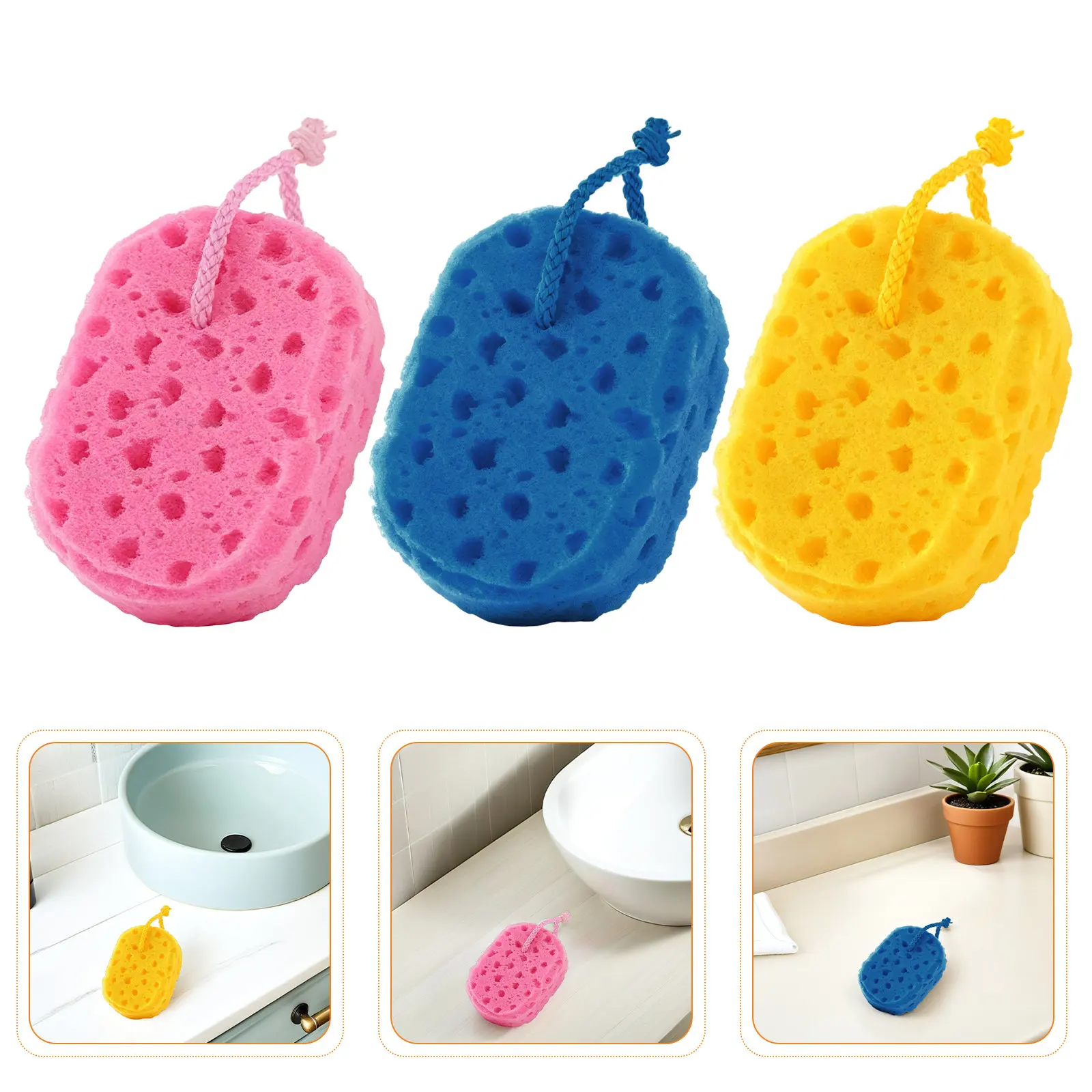 3Pcs Honeycomb Bath Sponge Rich Foaming Shower Body Scrubbers Soft Exfoliating Sponges for Daily Shower Skin Care Reusable