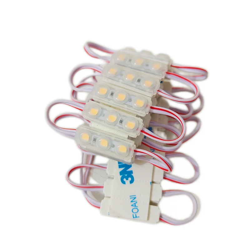 20개/묶음 LED 모듈 2835 SMD DC 12V 방수 인젝션 모듈 3LED 0.9W 미니 LED 모듈 상점 배너 디자인용