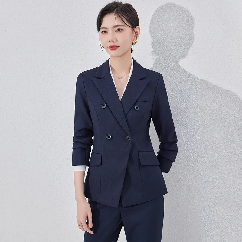 Business Suit Women's Spring High-End Temperament Workplace Business Formal Wear Suit Double Breasted Purple Suit Workwear