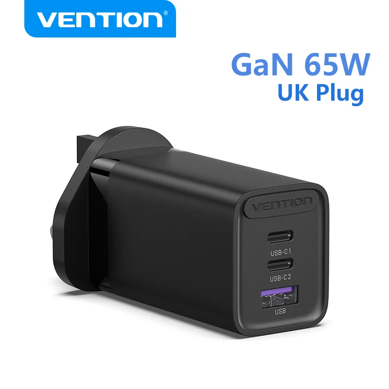 Vention UK Plug GaN 100W 65W Fast Charger for Macbook tablet Fast Charging for iPhone Xiaomi USB Type C PD Charge for iPhone 14