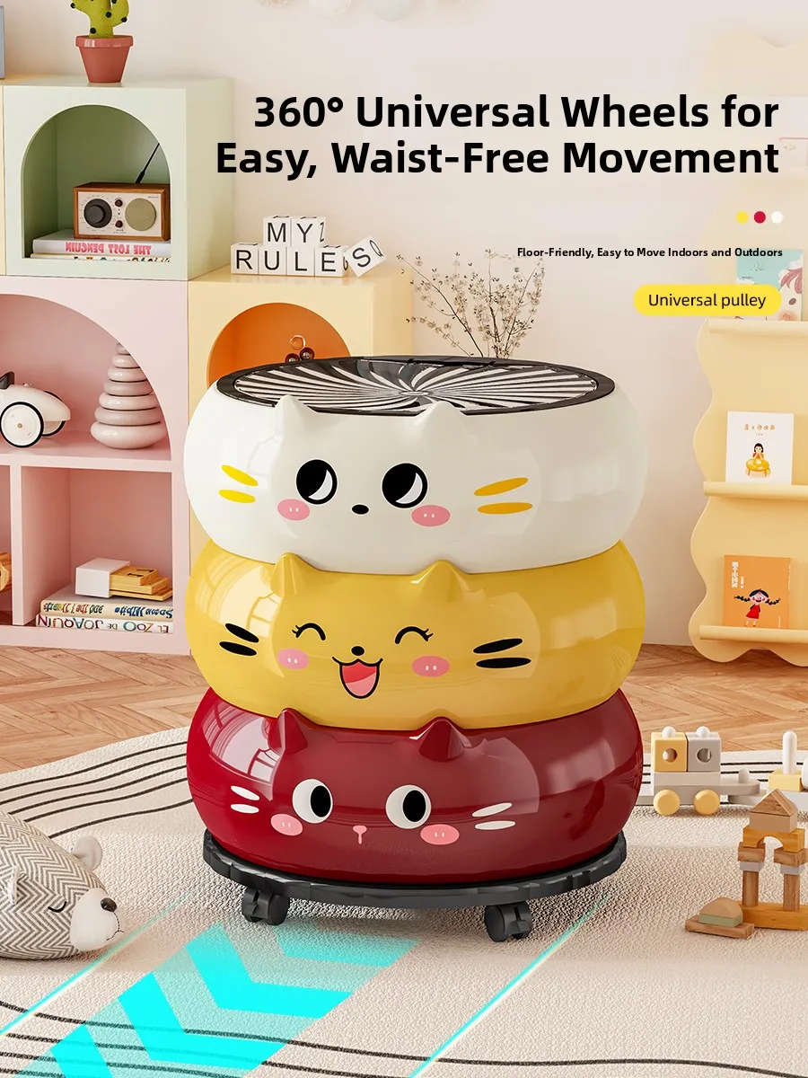 

Большая мусорная корзина с крышкой и колесами для спальни и дома, высокая эстетическая ценность, креативный дизайн, новая модель 2025 года