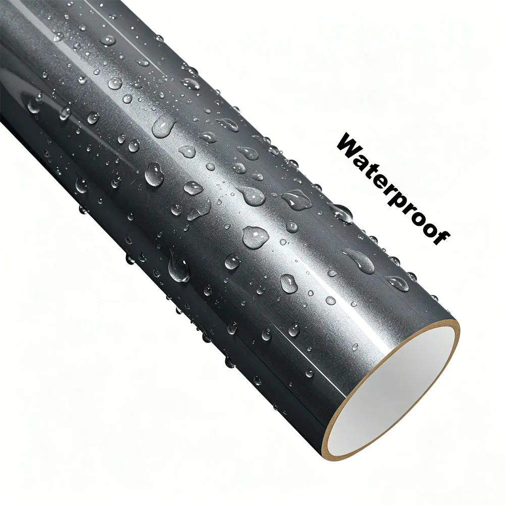 Titanium Grey Metallic PET Car Wrapping Vinyl Film Air Bubble Free Self Adhesive Color Changing Decal Waterproof Sticker For Car