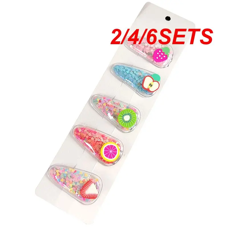 2/4/6SETS 1-3-Children Cute Color Hairclip Head Jewelry Drop-shaped Clip Hair Accessories Baby Clip Cute Fashion Baby Hairpin