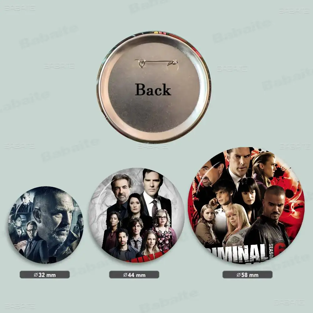 C-Criminal M-Minds TV دبابيس زر مستديرة شعار دبابيس الإبداعية على ظهره الملابس الديكور موضة الكرتون مجوهرات هدايا