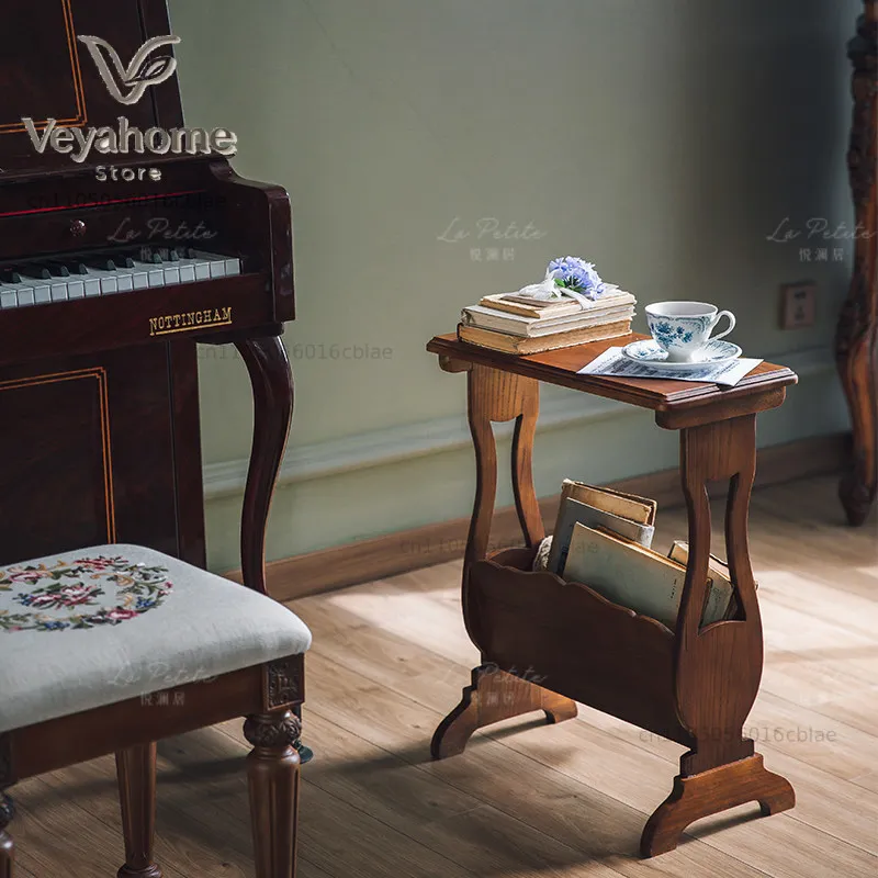 Retro side table Home living room Sofa side Coffee table Medieval storage rack Entrance display Magazine rack