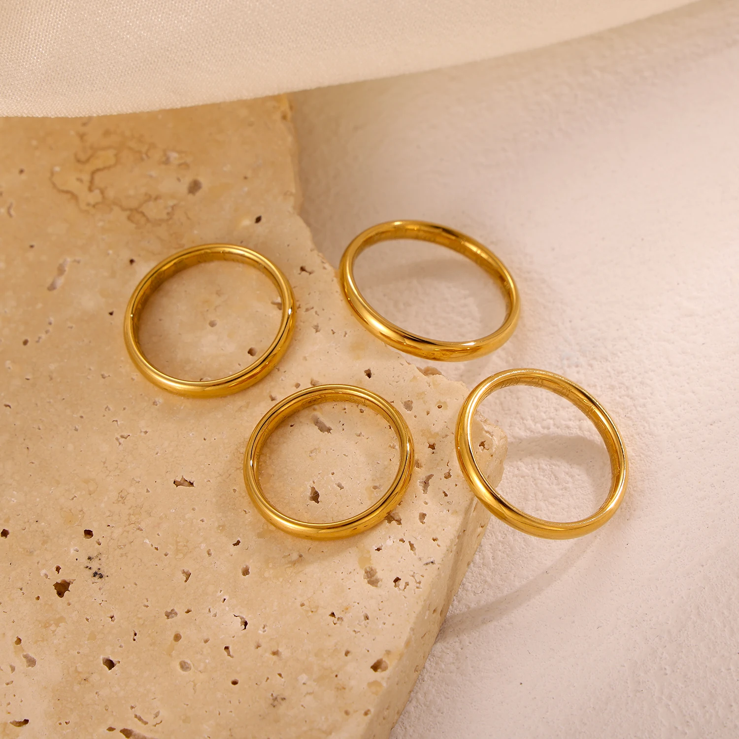 Minimalist Simple Gold Plated Stainless Steel Stackable Rings for Women Skinny Basic Round Circle Women Ring