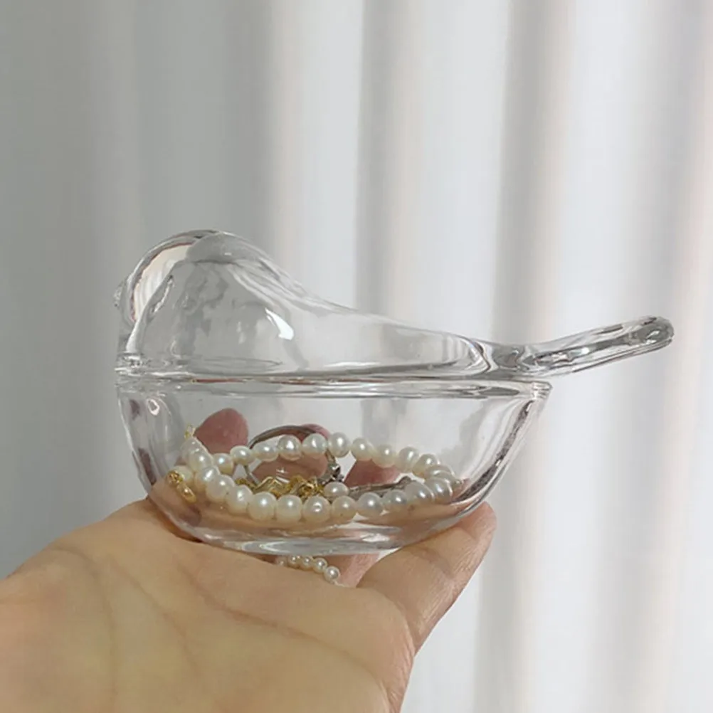 

Premium Transparent Glass Bird Shaped Trinket Box for Jewelry Storage Earrings Necklaces Rings Organizer Home Decor Decorative