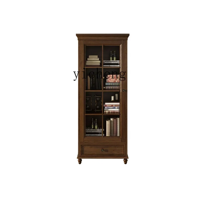 TQH Single Door Bookcase Two Door Display Cabinet Small Bookcase Standing Cabinet Living Room TV Cabinet