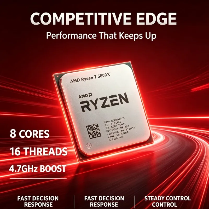 Ryzen 7 5800X Video Editing Desktop Processor AM4 8‑Core 16‑Thread 3.8‑4.7GHz 32MB L3 Cache 7nm DDR4 No Fan