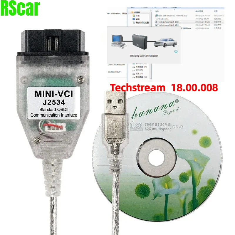 

Mini Vci V18.00.008 для Toyota J2534 OBD2 автомобильный диагностический кабель FTDI чип TIS Techstream MINI-VCI OBD 2 автоматический диагностический сканер