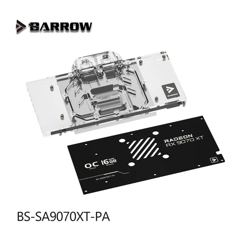 Barrow BS-SA9070XT-PA GPU bloc d'eau utilisé pour Sapphire Radeon RTX 9070 XT GAMING Nitro + carte vidéo/radiateur de refroidissement en cuivre