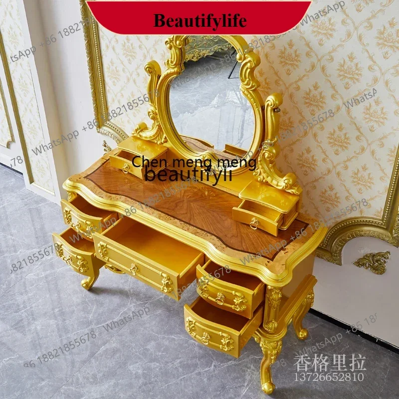

D178 European solid wood dresser American villa bedroom storage cabinet makeup table small princess integrated mirror makeup ta