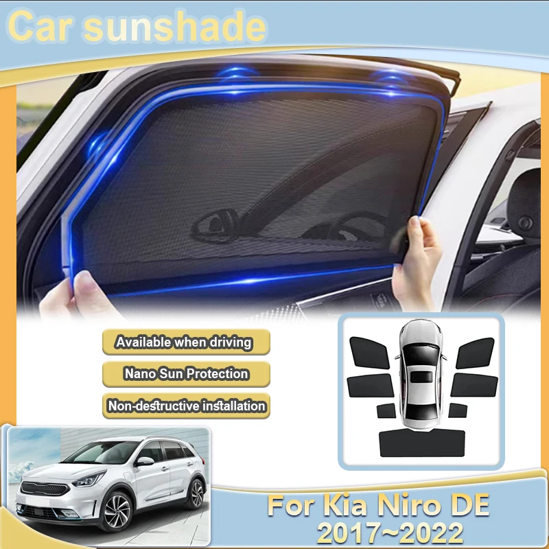 

Аксессуары для Kia Niro DE 2017, 2018, 2019, 2020, 2022, автомобильные солнцезащитные чехлы, солнцезащитная штора, УФ-блокирующая сетка, козырек, автозапчасти