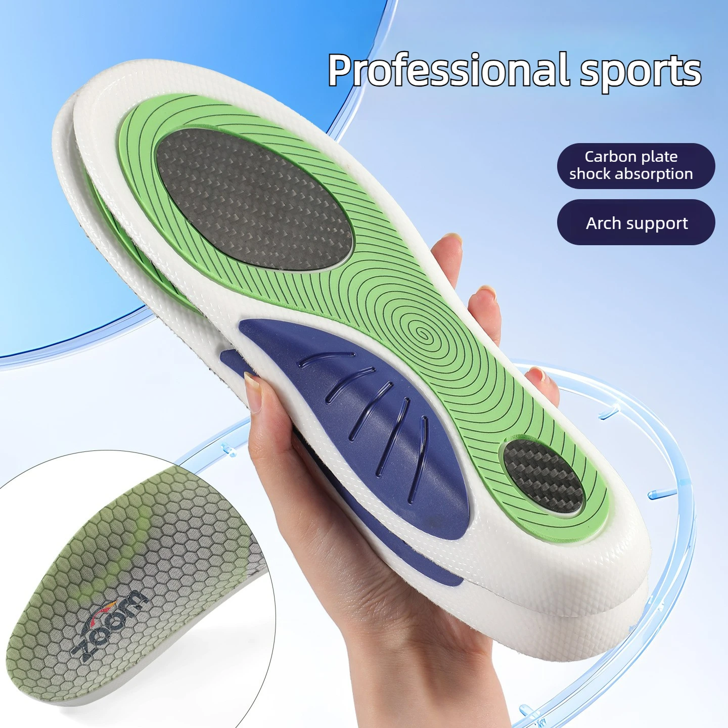 Arch Support Carbon Fiber Sports Insoles Shock-absorbing Non-slip Anti-twist Comfortable Antibacterial and Odor-resistant Insole