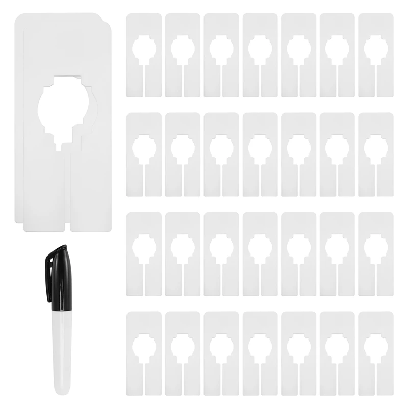 30 Closet Dividers for Hanging Clothes- Rectangle Clothing Size Dividers,White Closet Divider Set with Marker-A51M
