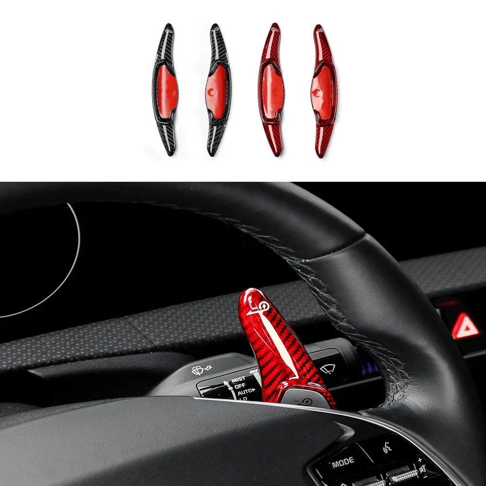 

For KIA EV6 2021-2024 Accessories Real Carbon Fiber Steering Wheel Paddle Shifter Gear Shift Extension Cover Trim