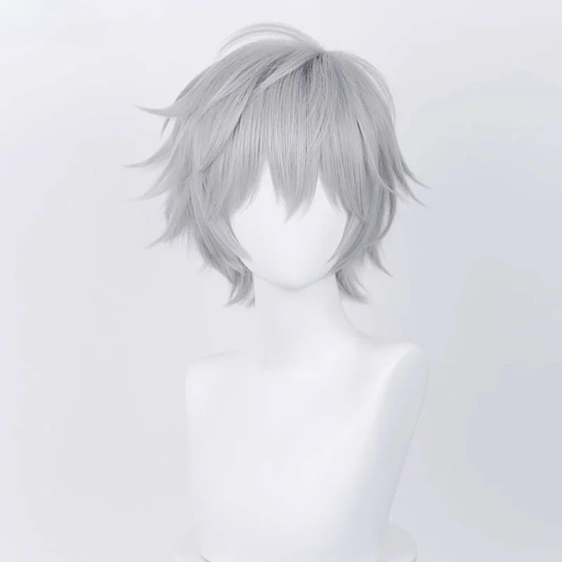 Kaworu Nagisa Cosplay Wig Anime EVA Short Purple Silver Grey Heat Resistant Synthetic Hair Halloween Wigs