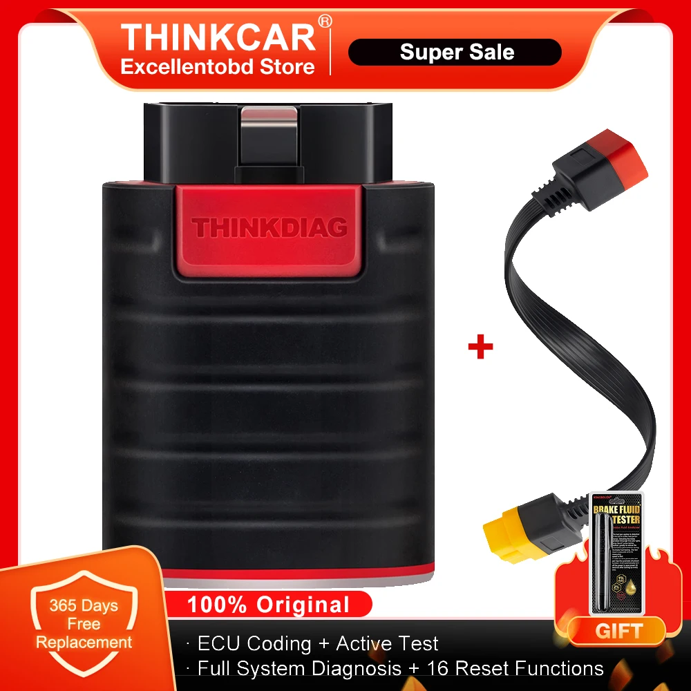 

THINKCAR Thinkdiag HOT Version All System Diagnostic Tool 16 Resets Service ECU Coding Active Test OBD2 Scanner 1 Year Free