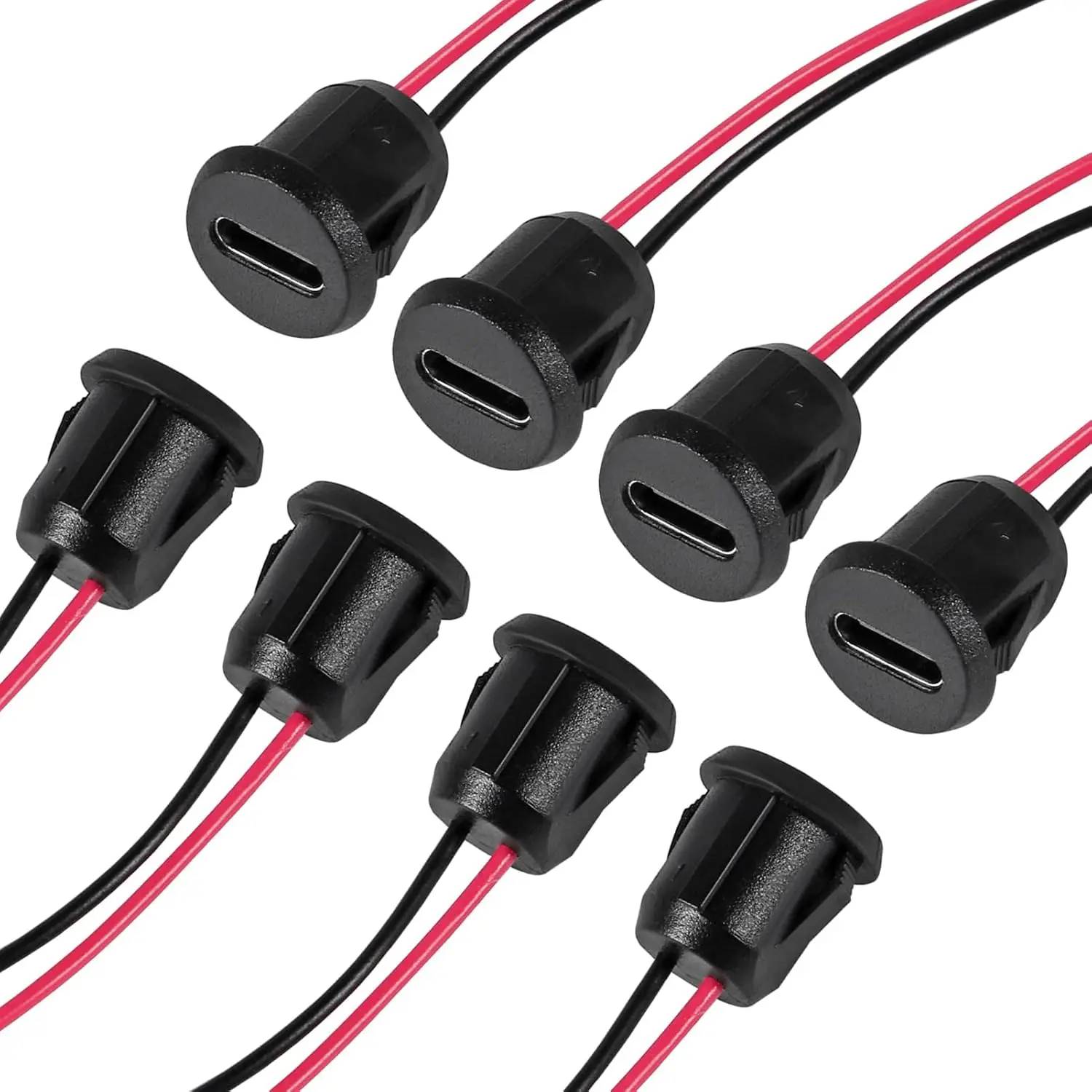 8pcs 10cm 24AWG USB Type-C Female Chassis C Connector Jack Female Charging Port Waterproof with Card Buckle 3A High Current Port