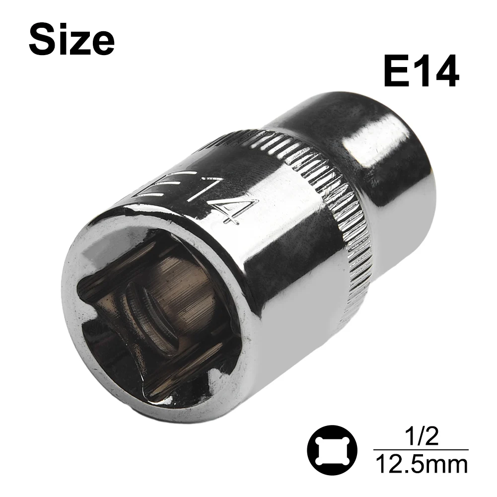 Fotografia 5: Soquetes Tipo E E10 E12 E14 E16 E18 E20 E22 E24 com Encaixe de 1/2 Polegada para Catraca, Compatíveis com Fixadores Torx