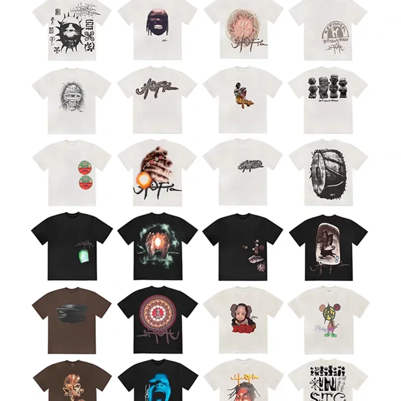 Футболка с коротким рукавом CACTUS JACK для мужчин и женщин, свободные повседневные футболки с круглым вырезом, футболка UTOPIA