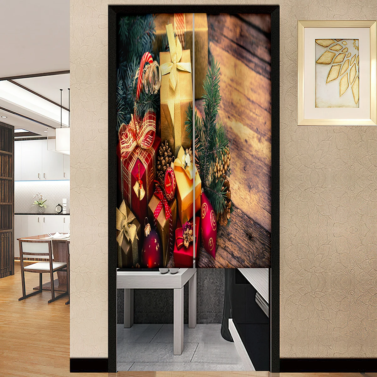 Christmas Gift Box Door Curtain Japanese Style Kids Living Room Bedroom Partition Kitchen Doorway Decorative Restaurant Decor