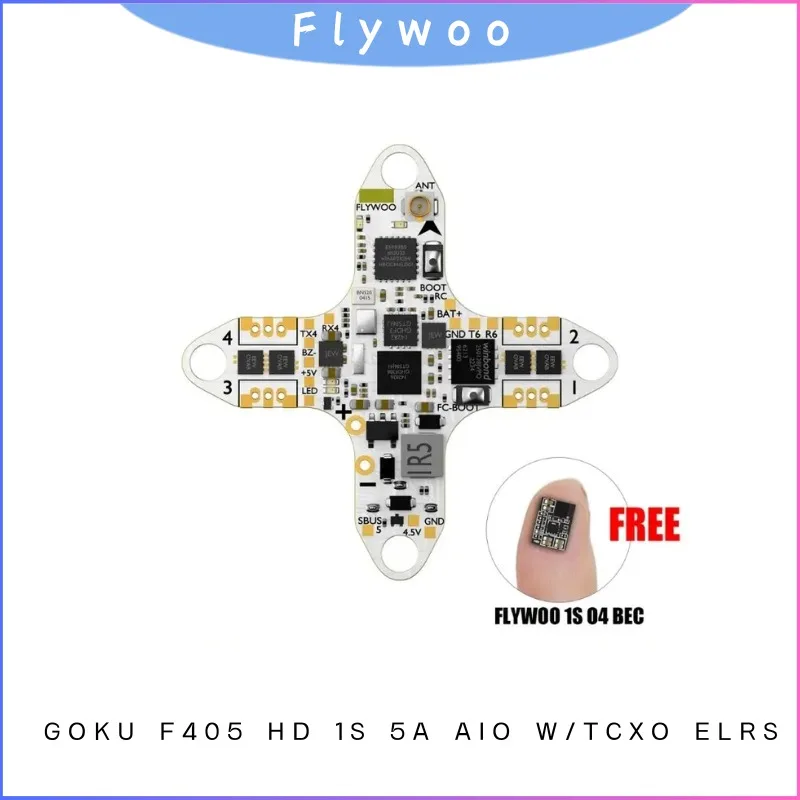 

GOKU F405 HD 1S 5A Контроллер полета AIO, сверхлегкий 2,6 г для цифрового HD Zero Whoop Micro FPV Drone Build
