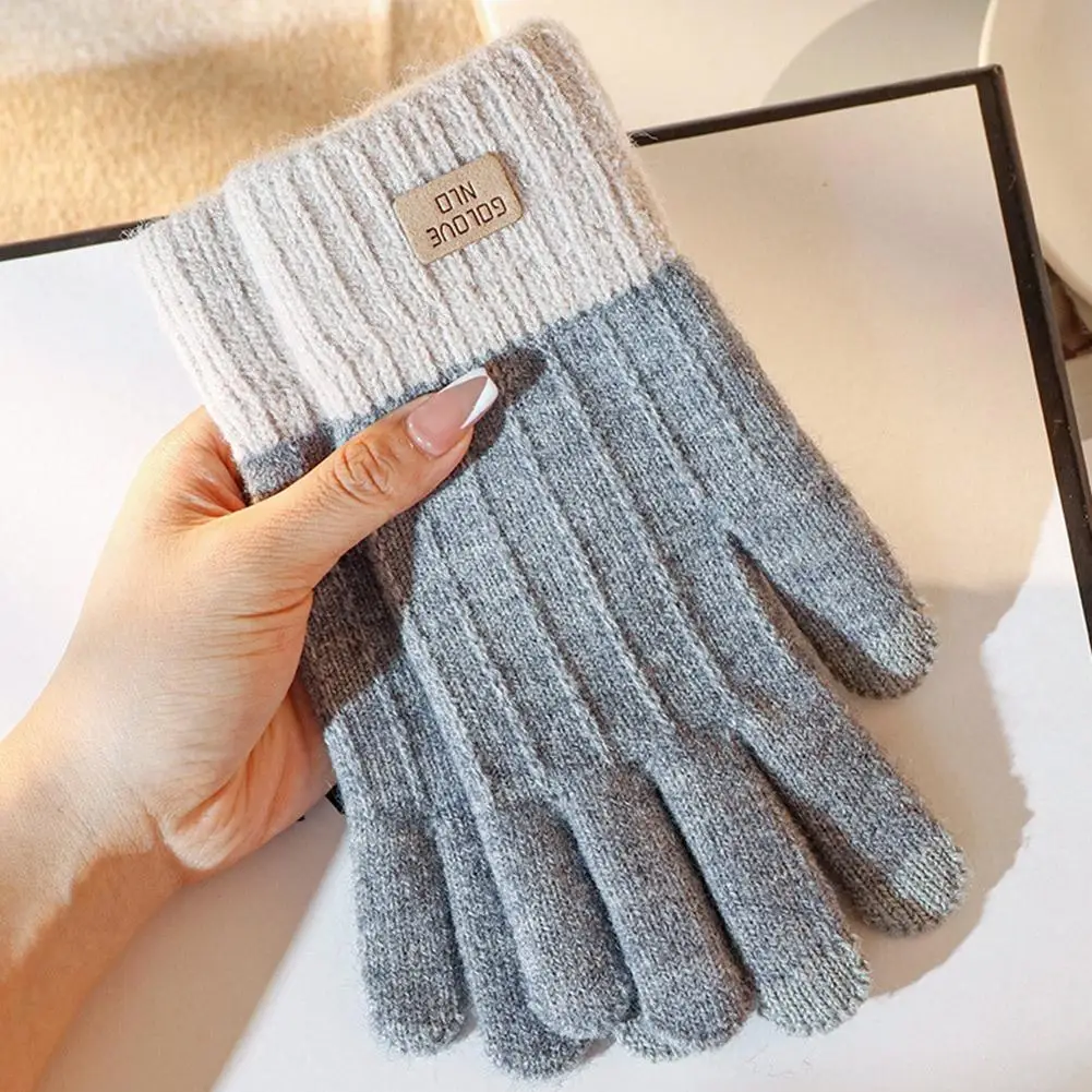 Gants d'hiver à écran tactile pour femmes et hommes, mitaines en tricot commandées, laine 216.239., doigt complet, femme, crochet Luvas épais, chaud