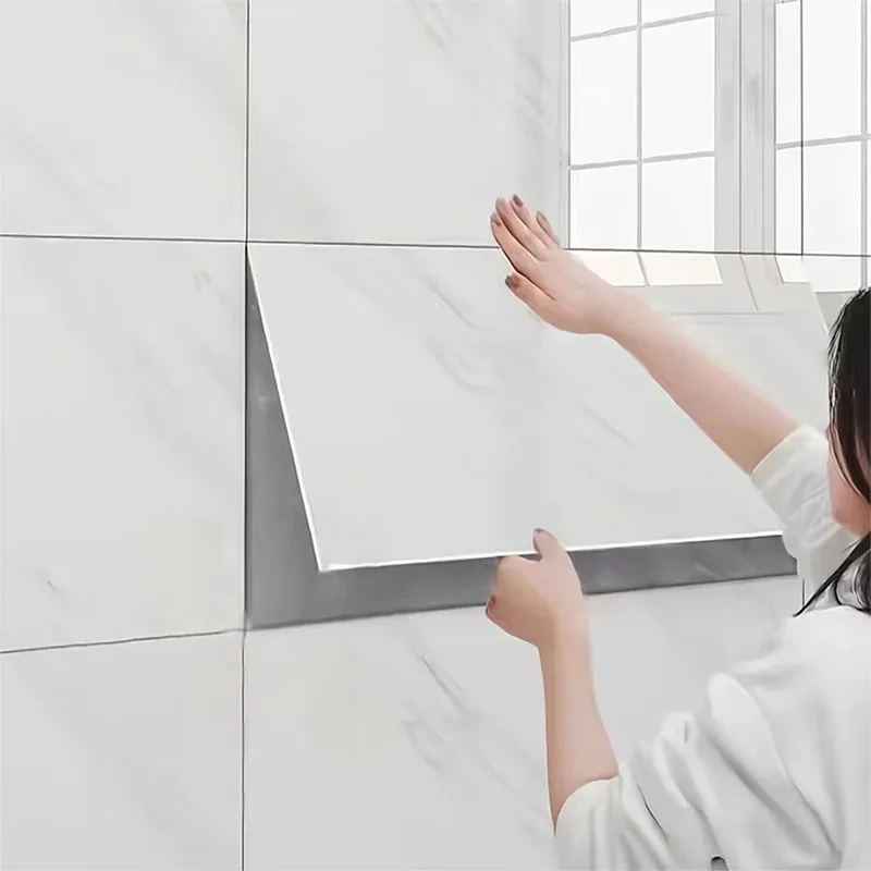 10-20Pcs Self-adhesive Marble Tiles Sticker Waterproof 30cmx60cm Tiles Floor Stickers PVC Tile Kitchen Bathroom Wall Sticker
