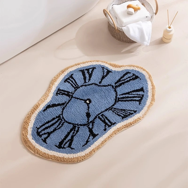 

Irregular Clock Design Bathroom Mat Absorbent Anti Slip Carpet Soft Washable Water Quick Drying Floor Rug For Home Decor