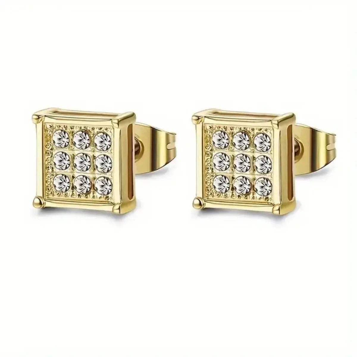 2pcs Stainless Steel Stud Earrings for Men Women