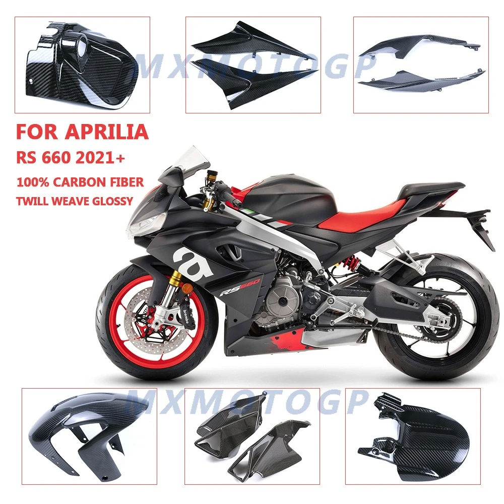 

Для Aprilia RS 660 RS660 2020 2021 2022 2023: Комплекты обтекателей из 100% карбона, боковые панели крыльев, аксессуары для мотоциклов