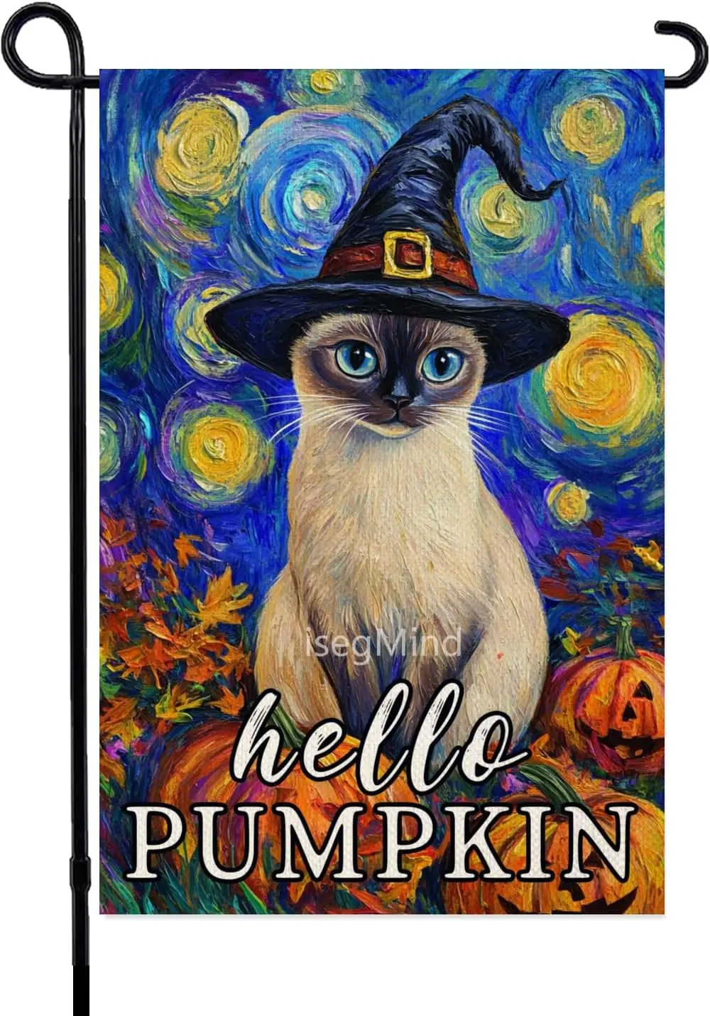 Fall Garden Flag Hello Pumpkin Siamese Cat Garden Flag 12x18 Inch Double Sided Autumn Farmhouse Seasonal Yard Outdoor Thanks GGX
