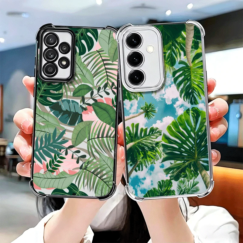 Summer Plants Green Leaf Soft Phone Case For Samsung A17 A27 A07 A37 A57 A16 A56 A15 A55 A14 A54 A13 A53 A26 A36 A25 A35 A24 A34