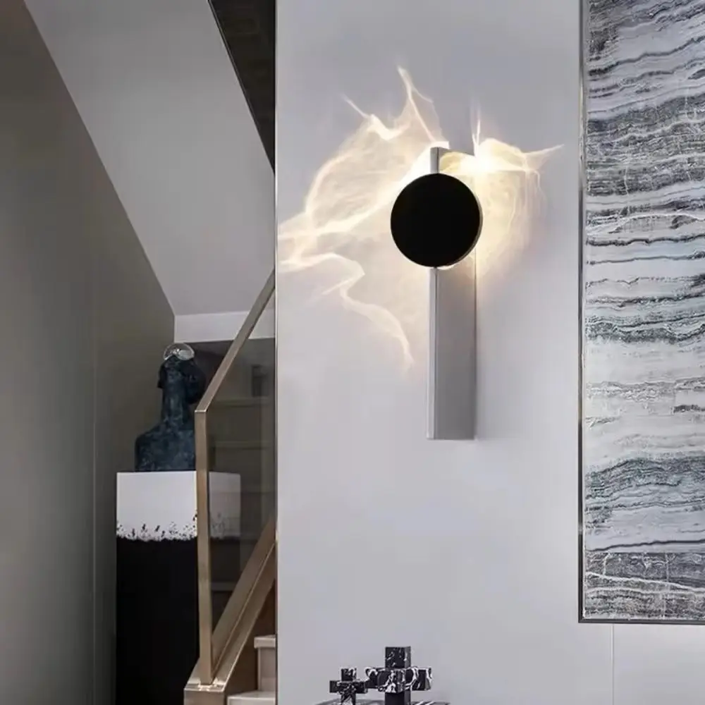 

Water Ripple Wall Lamp Stainless Steel Rotatable Wall Sconce Lamp Light And Shadow Atmosphere Minimalist Wall Lamp Bedroom