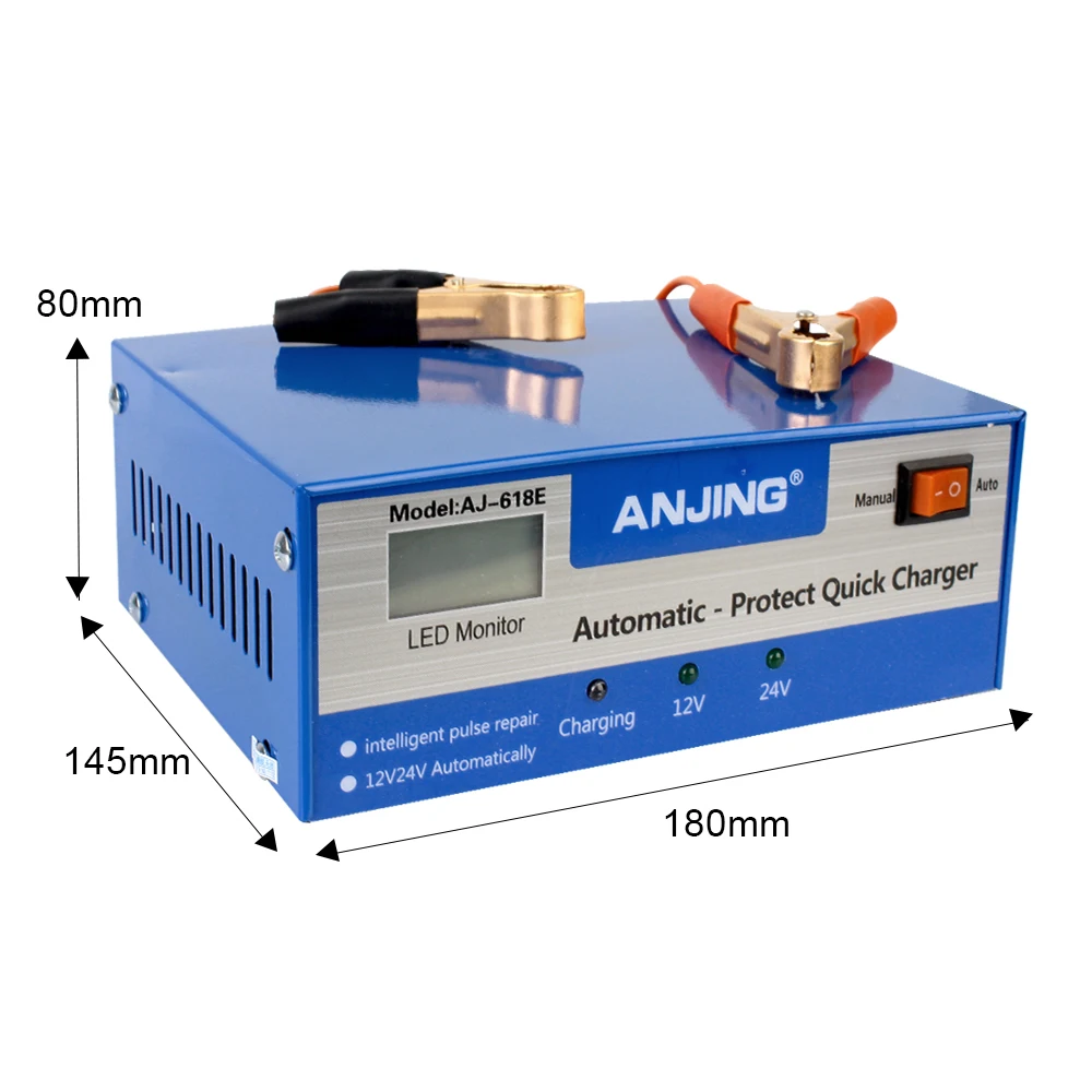 EU/US Plug Lead Acid Battery With Adapter Intelligent Pulse Repair 200AH 12/24V Auto Car Battery Charger Full Automatic