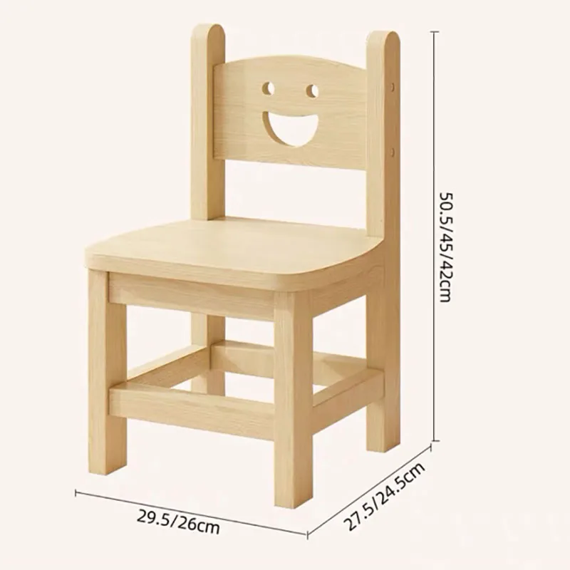 Solid Wood Children\'s Backrest Chair Cute Smiley Face 어린이 의자 Household Kindergarten Dining Chairs Benches