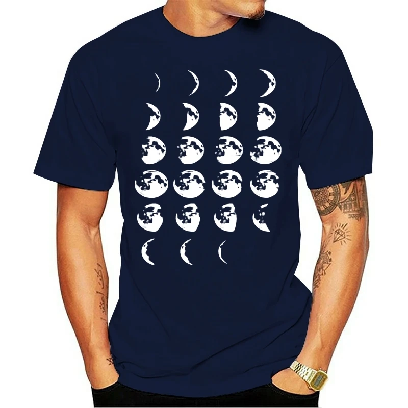 Men T Shirt  Women T-Shirt Phases of the Moon print black-white photo new lunar eclipse poster bedroom home wall decor