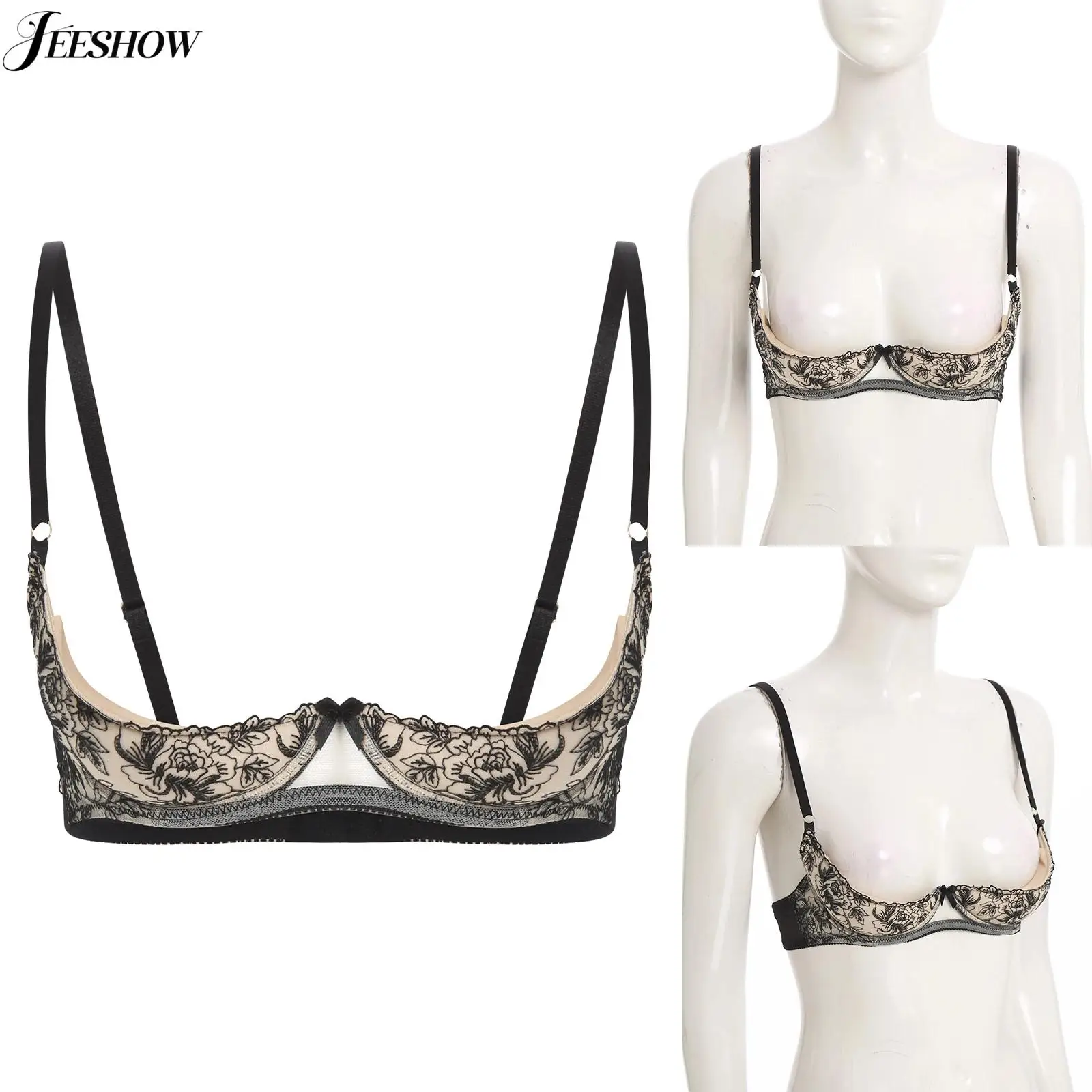 

Женский бюстгальтер на косточках с вышивкой 1/4 чашки, утолщенные съемные подушечки, бюстгальтеры с полкой пуш-ап, сексуальный бюстгальтер-балконет с чашкой деми, нижнее белье, топы