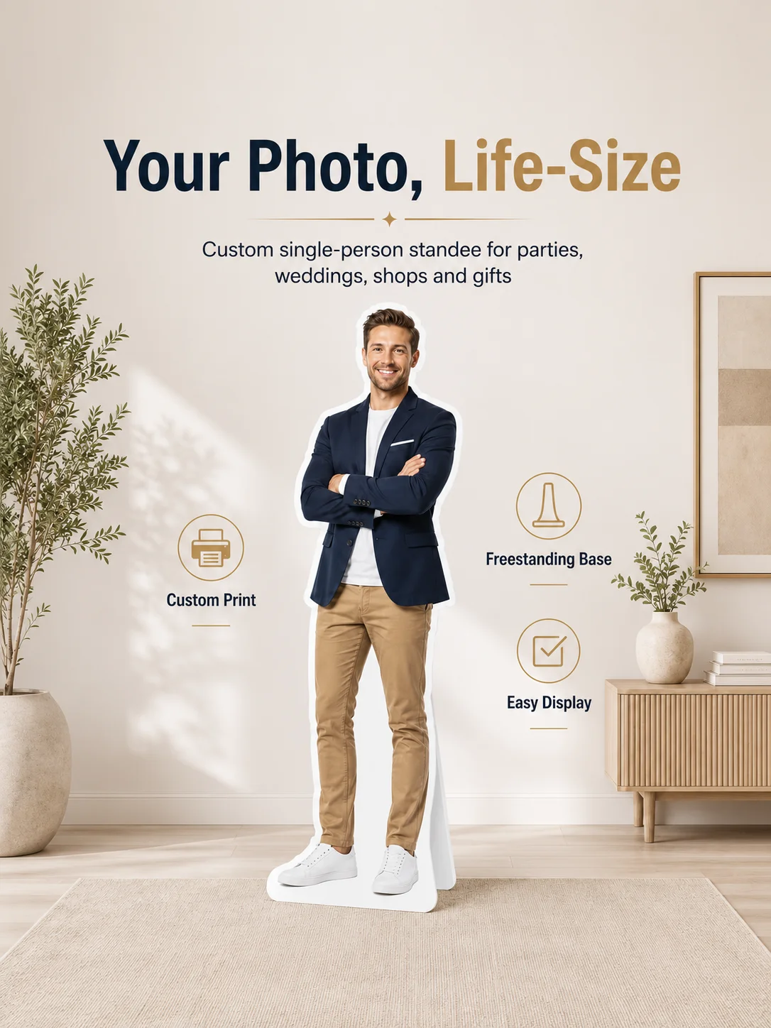 1 Stück Personalisierter Ganzkörper-Standee, Maßgefertigter Lebensgroßer Foto-Aufsteller für Geburtstag Hochzeit Weihnachten Heim-Dekoration Display