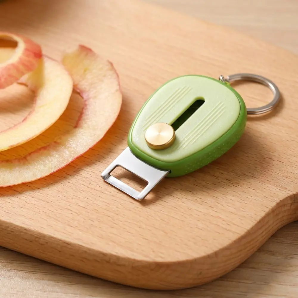 Retractable Design Mini Peeling Tool Durable Foldable Retractable Peeler Peeling Avocado Shape Anti-Lost Keychain Peeler
